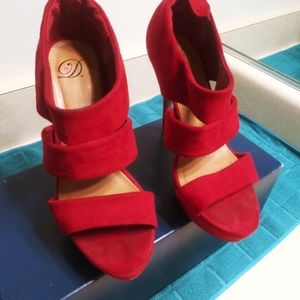 Red suede women's shoes